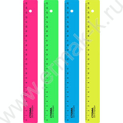 Линейка пл 25см неон/ ассорти | Фото 1