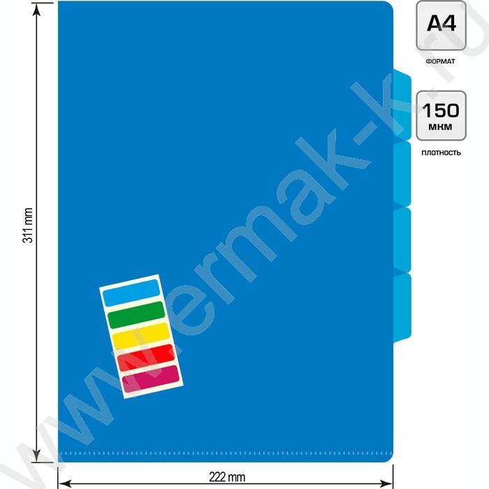 Папка уголок А4 3уровн ассорти 0,15мм | Фото 5