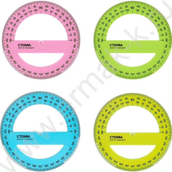 Транспортир 360° 10см флюор прозр | Фото 1