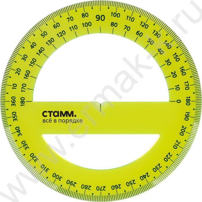 Транспортир 360° 10см флюор прозр | Фото 3