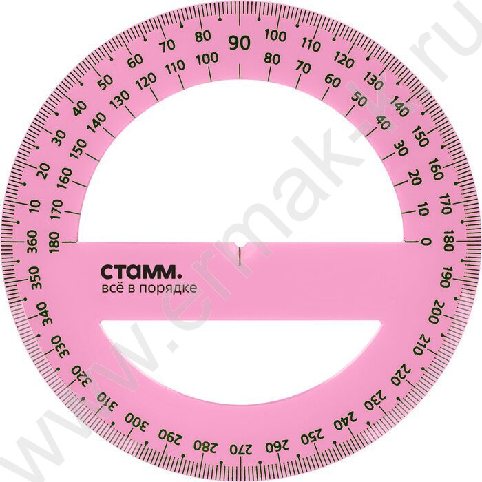 Транспортир 360° 10см флюор прозр | Фото 6