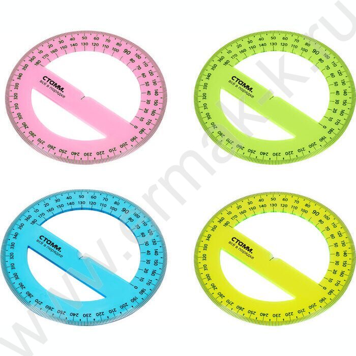 Транспортир 360° 10см флюор прозр | Фото 7