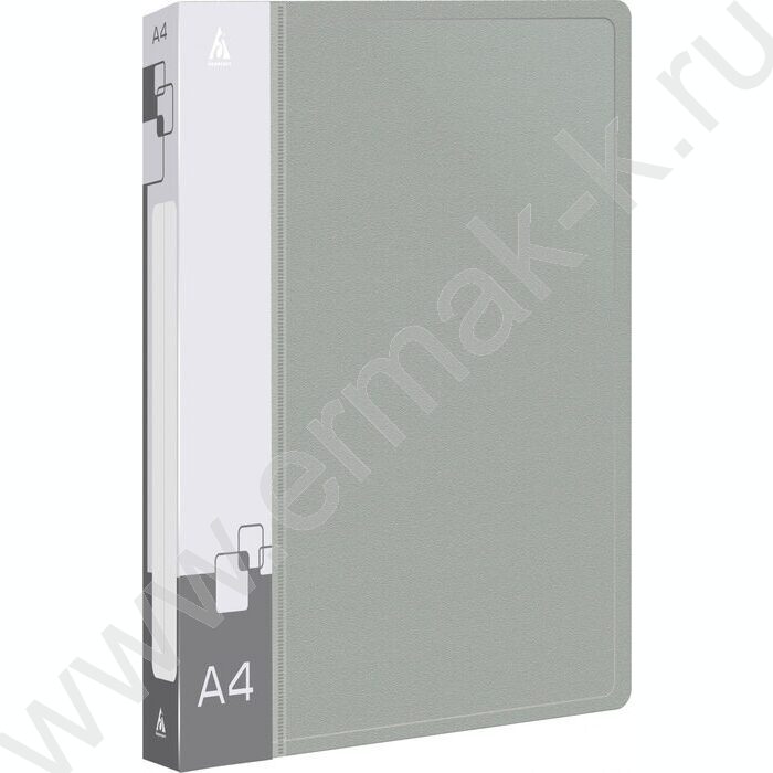 Папка 2 D-образных кольца 40мм серая 0,8мм карман внутренний и торцевой | Фото 1