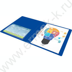 Папка 2 D-образных кольца 40мм синяя 0,8мм карман внутренний и торцевой | Фото 6