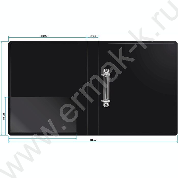 Папка 2 D-образных кольца 40мм черная 0,8мм карман внутренний и торцевой | Фото 4