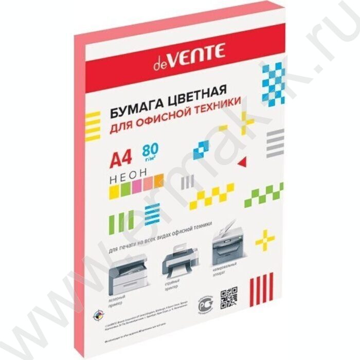 Бумага А4  80г/мкв 100л "deVENTE" неон розовый | Фото 1