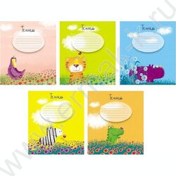 Тетрадь  12л клетка "На цветочной поляне" /лак/ ассорти | Фото 1