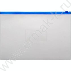 Папка-конверт на молнии А4 ZIP карм.для визит. синяя | Фото 1