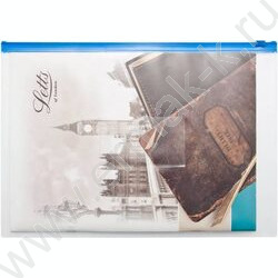 Папка-конверт на молнии А4 ZIP карм.для визит. синяя | Фото 2