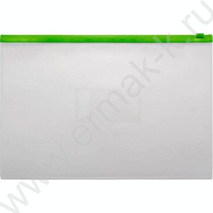 Папка-конверт на молнии А4 ZIP карм.для визит. зеленая | Фото 1