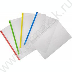 Папка-конверт на молнии А4 ZIP карм.для визит. зеленая | Фото 3