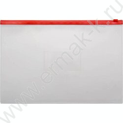 Папка-конверт на молнии А4 ZIP карм.для визит. красная | Фото 1