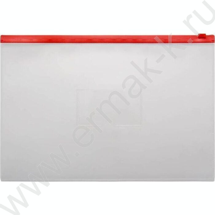 Папка-конверт на молнии А4 ZIP карм.для визит. красная | Фото 1