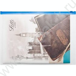 Папка-конверт на молнии А4 ZIP карм.для визит. красная | Фото 2