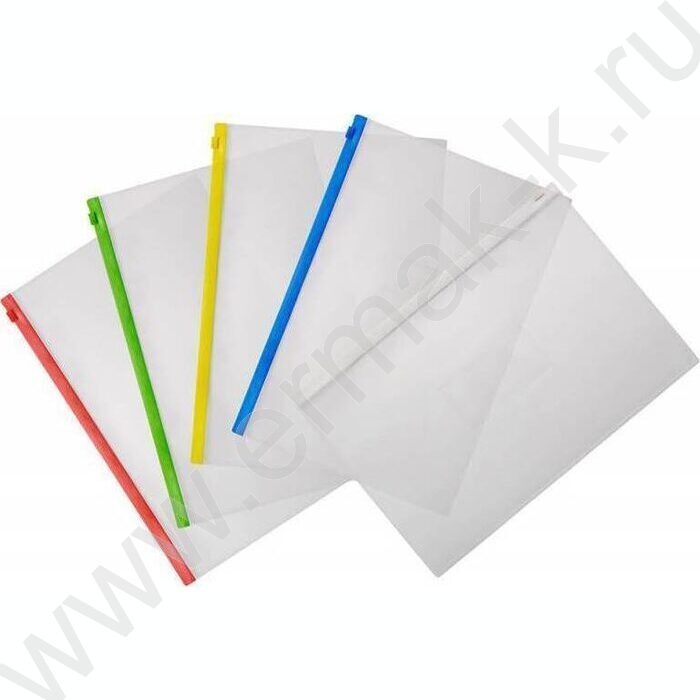 Папка-конверт на молнии А4 ZIP карм.для визит. красная | Фото 3