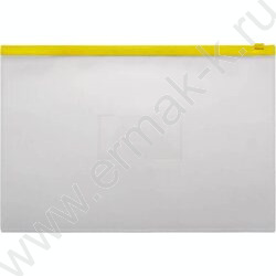 Папка-конверт на молнии А4 ZIP карм.для визит. желтая | Фото 1