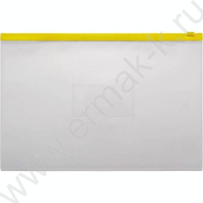 Папка-конверт на молнии А4 ZIP карм.для визит. желтая | Фото 1