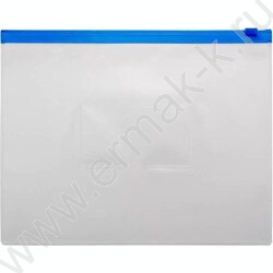 Папка-конверт на молнии А5 ZIP карм.для визит. синяя | Фото 1