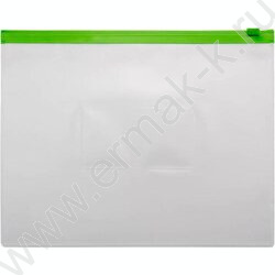 Папка-конверт на молнии А5 ZIP карм.для визит. зеленая | Фото 1