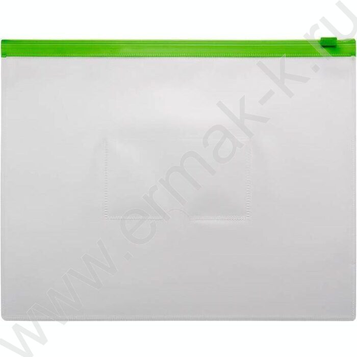 Папка-конверт на молнии А5 ZIP карм.для визит. зеленая | Фото 1