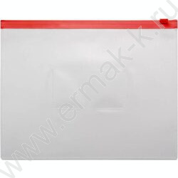 Папка-конверт на молнии А5 ZIP карм.для визит. красная | Фото 1