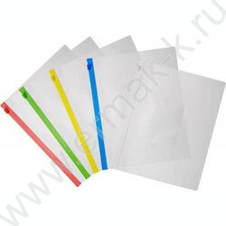 Папка-конверт на молнии А5 ZIP карм.для визит. красная | Фото 3