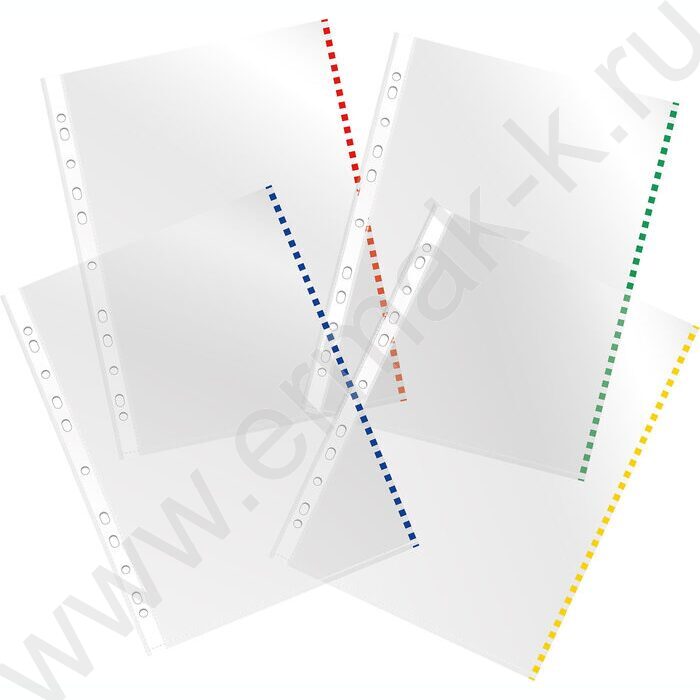 Файлы (мультифора) А4  30мкм Премиум глянцевые цветной ассорти край | Фото 1