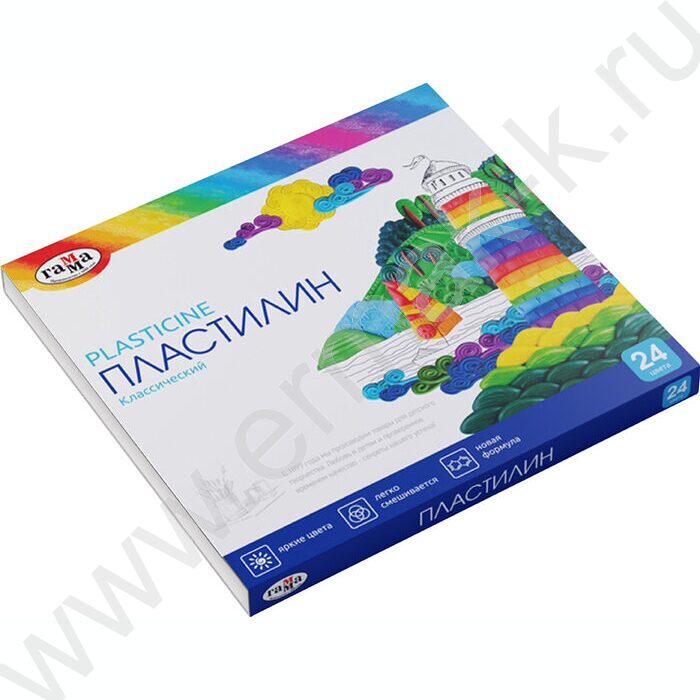 Пластилин  24цв 480г Классический+стек к/к | Фото 1