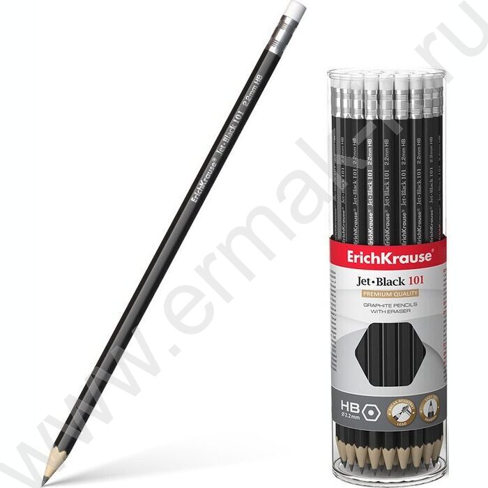 Карандаш ч/гр с ластиком HB Jet Black /туба | Фото 2