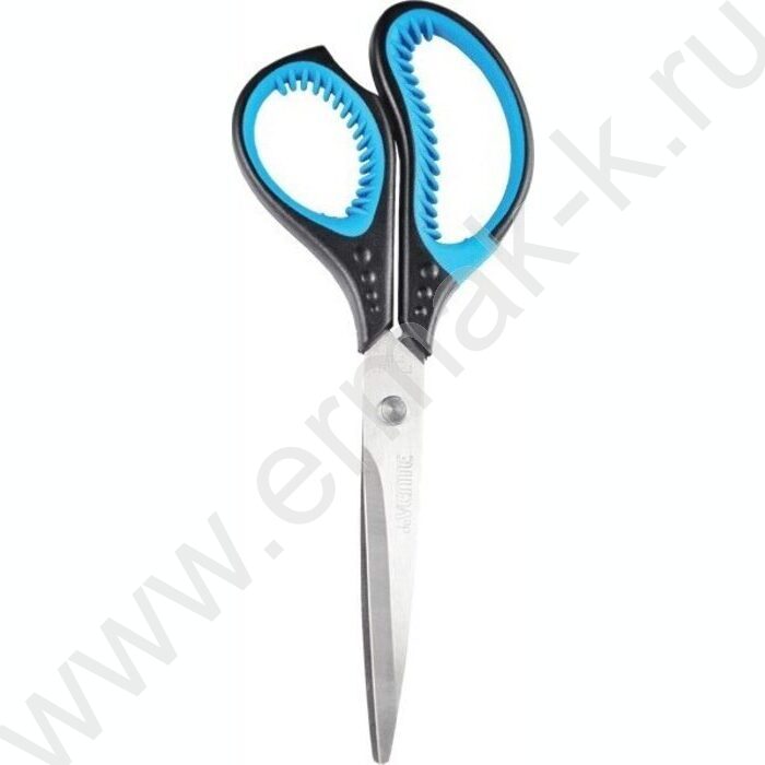 Ножницы 20см двухцветные прорезиненные кольца c лепестками, в картонном блистере | Фото 1