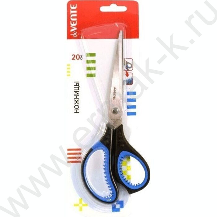 Ножницы 20см двухцветные прорезиненные кольца c лепестками, в картонном блистере | Фото 2