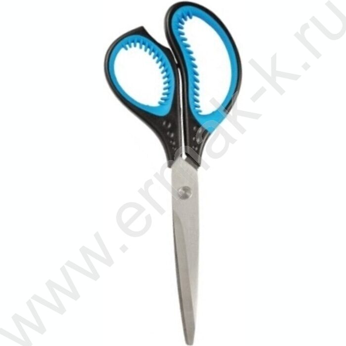 Ножницы 22см двухцветные прорезиненные кольца c лепестками, в картонном блистере | Фото 1