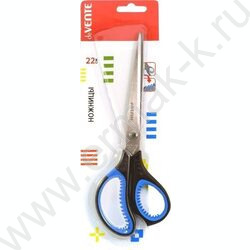 Ножницы 22см двухцветные прорезиненные кольца c лепестками, в картонном блистере | Фото 2