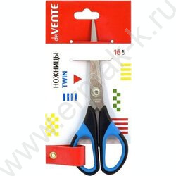 Ножницы 16см Twin двухцветные прорезиненные кольца, в картонном блистере | Фото 2