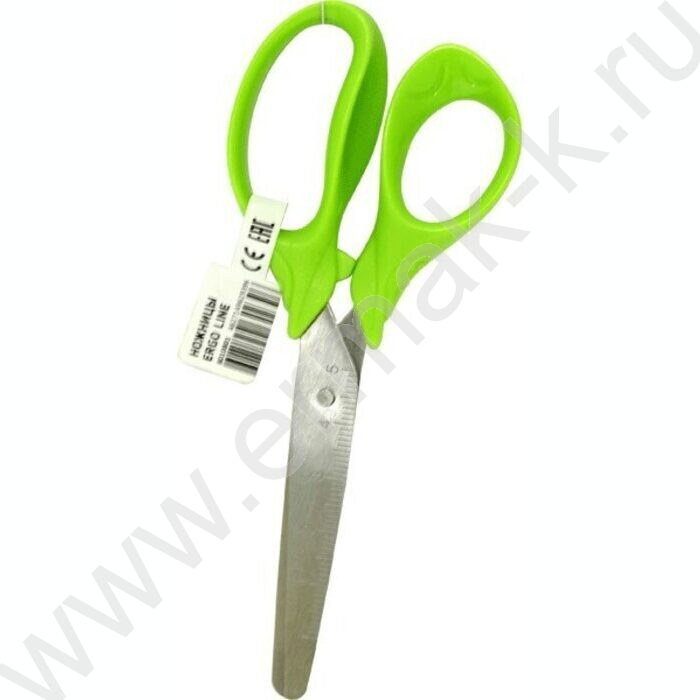 Ножницы 13см детские Ergo Line эргономичные пластиковые кольца, ассорти, картон. дисплей | Фото 1