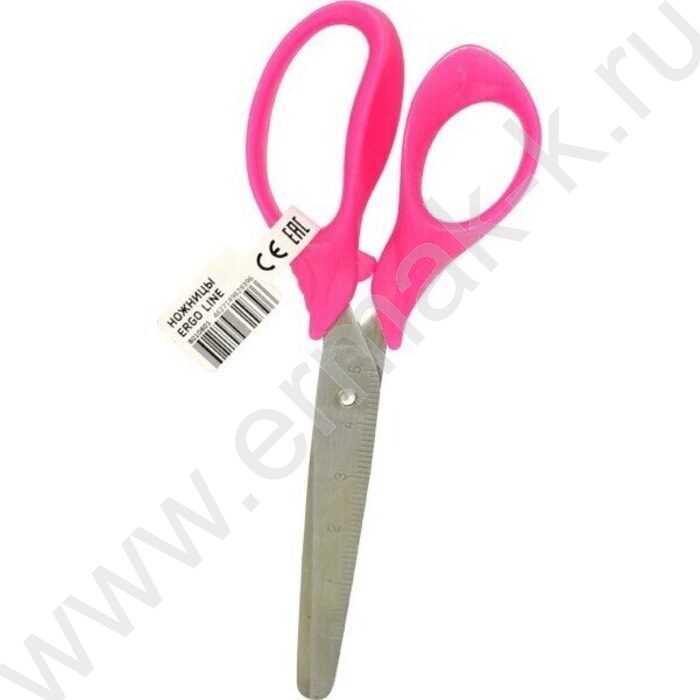 Ножницы 13см детские Ergo Line эргономичные пластиковые кольца, ассорти, картон. дисплей | Фото 2