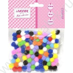 Помпоны d-10мм 100шт, цвет ассорти, европодвес | Фото 1