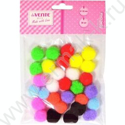Помпоны d-20мм 30шт, цвет ассорти, европодвес | Фото 1