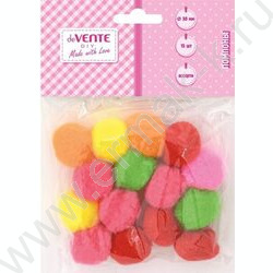 Помпоны d-30мм 15шт, цвет ассорти, европодвес | Фото 1