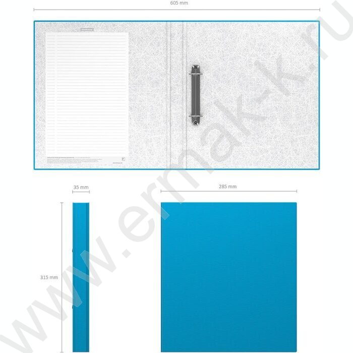 Папка 2 кольца 35мм Neon ламинир голубой | Фото 4