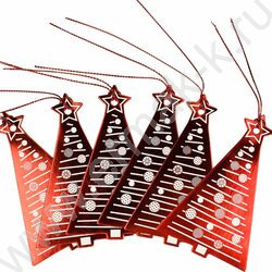 Набор подвесных ярлыков Новогодние красные/для новогодних подарков, из картона с фигурной вырубк | Фото 6