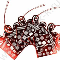 Набор подвесных ярлыков Новогодние красные/для новогодних подарков, из картона с фигурной вырубк | Фото 7