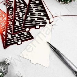 Набор подвесных ярлыков Новогодние красные/для новогодних подарков, из картона с фигурной вырубк | Фото 8