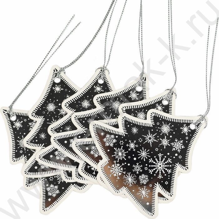 Набор подвесных ярлыков Новогодние серебро/для новогодних подарков, из картона с фигурной вырубк | Фото 2