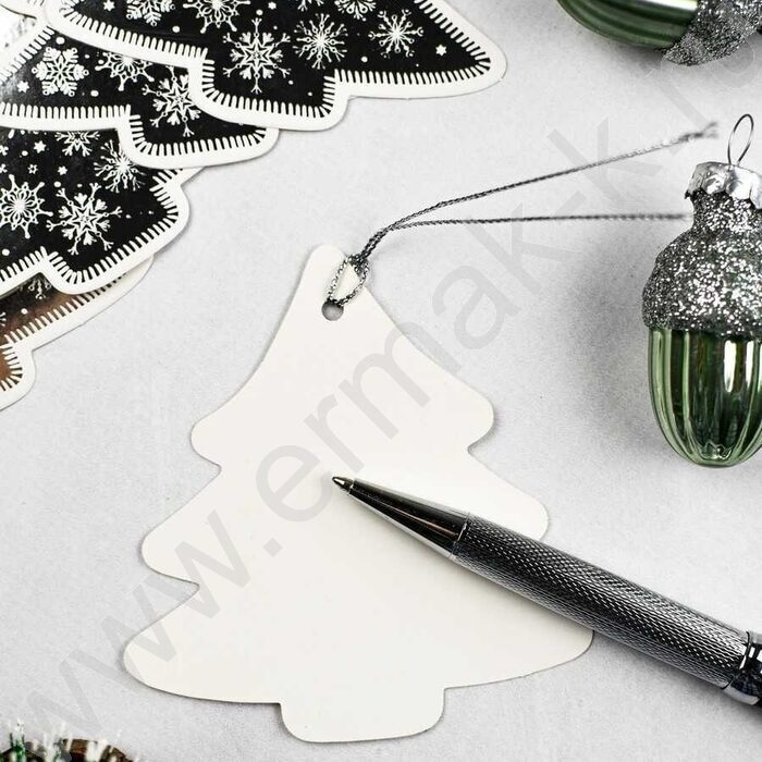 Набор подвесных ярлыков Новогодние серебро/для новогодних подарков, из картона с фигурной вырубк | Фото 9