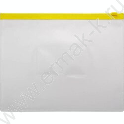 Папка-конверт на молнии А5 ZIP карм.для визит. желтая | Фото 1