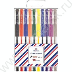 Ручка гелевая /набор 10цв/ 0,5мм резиновый держатель блистер | Фото 1