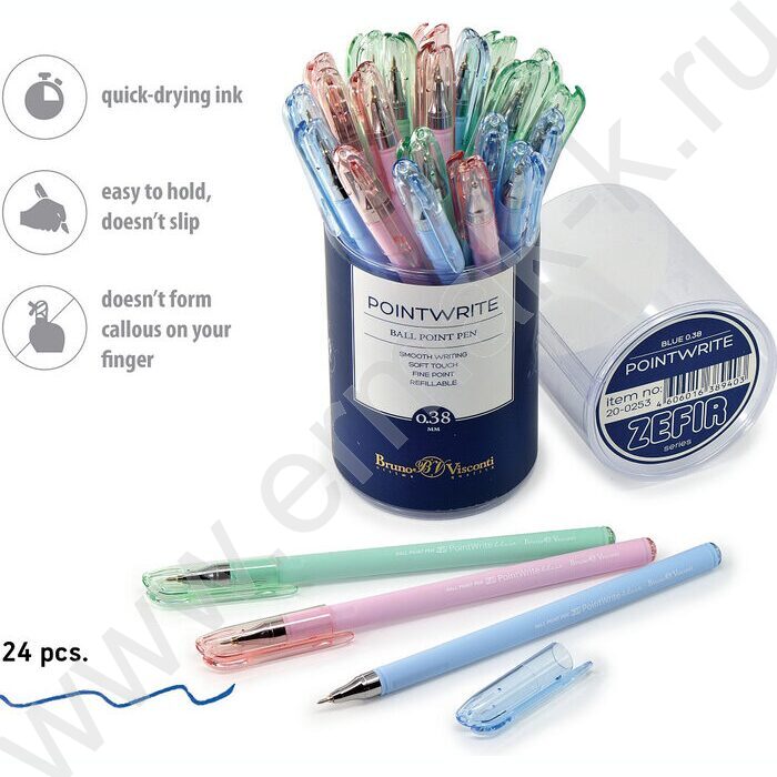 Ручка шар PointWrite Zefir синяя 0,38мм /3цв.корпуса | Фото 4