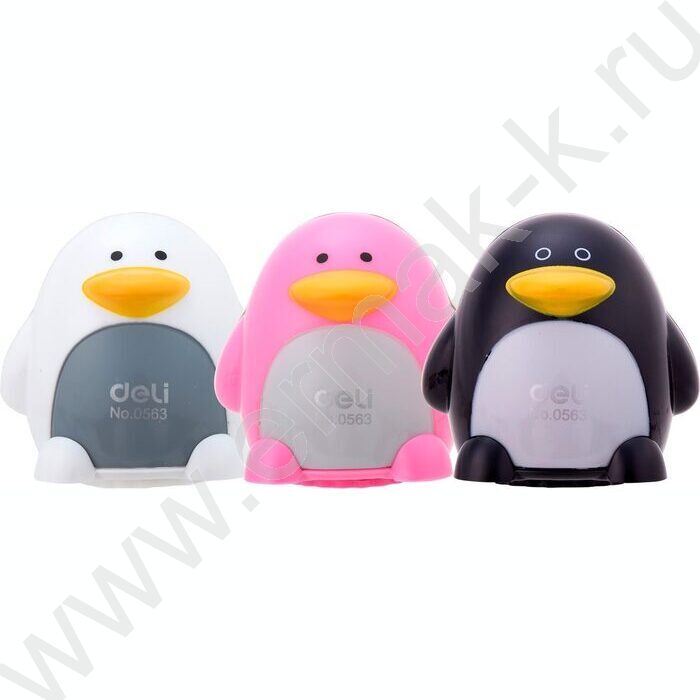 Точилка 2отв. пластик Пингвин ассорти | Фото 1