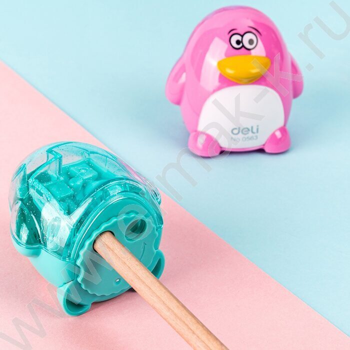 Точилка 2отв. пластик Пингвин ассорти | Фото 4